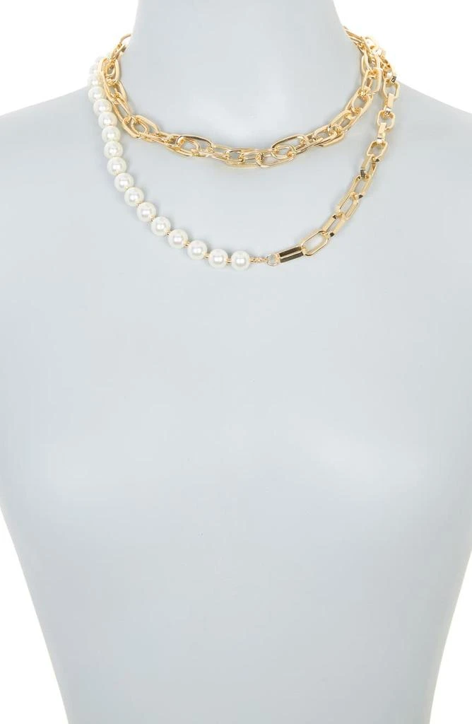 商品Loren Olivia|Imitation Pearl & Chain Link Collar Necklace,价格¥68,第2张图片详细描述