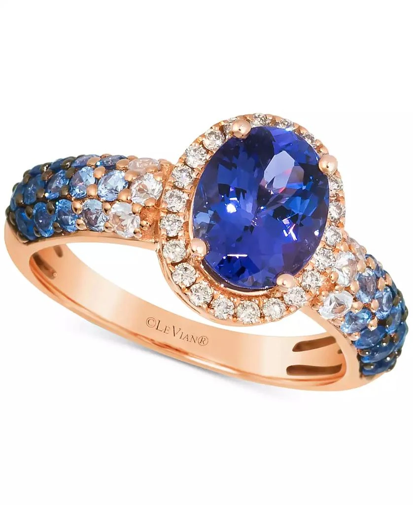 商品Le Vian|Blueberry Tanzanite (1-5/8 ct. t.w.), Denim Ombré (5/8 ct. t.w.), White Sapphire (1/6 ct. t.w.) & Nude Diamond (1/6 ct. t.w.) Halo Ring in 14k Rose Gold,价格¥43580,第1张图片