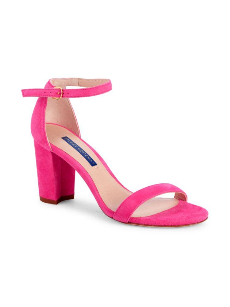 商品Stuart Weitzman|Ankle Strap Suede Block Heel Sandals,价格¥1250,第2张图片详细描述