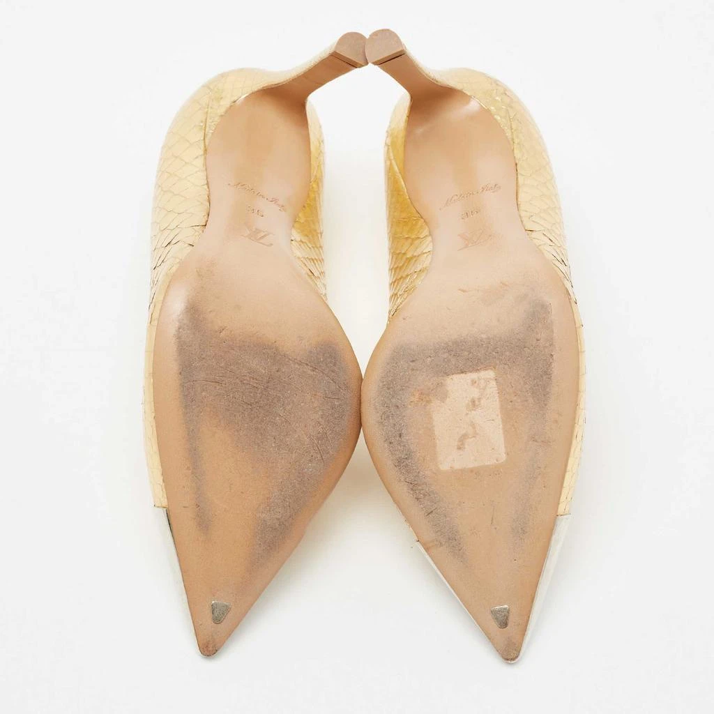 Louis Vuitton Metallic Gold Python Embossed Leather Metal Cap Toe Merry Go Round Pumps Size 36 商品