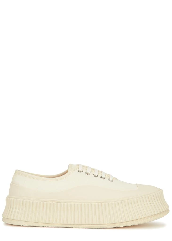 商品Jil Sander|Ecru canvas flatform sneakers,价格¥1819,第1张图片