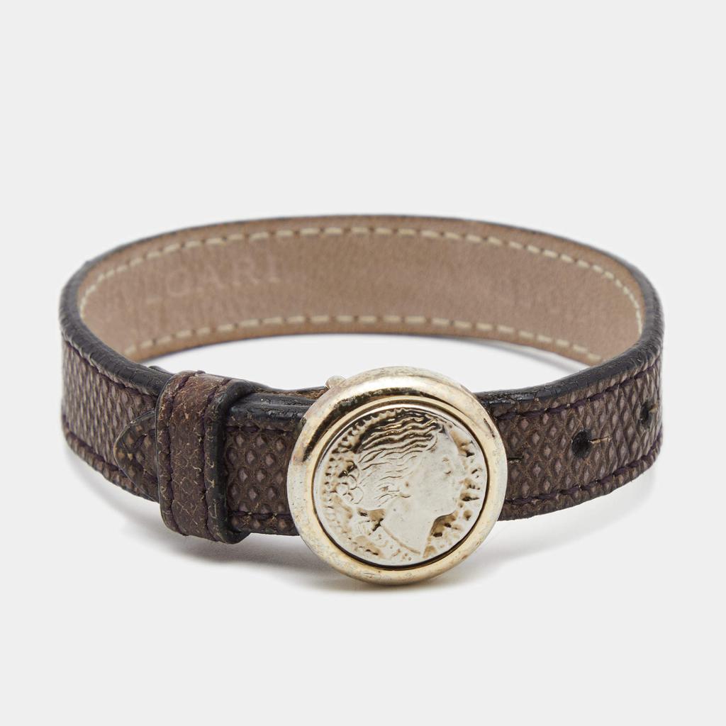 Bvlgari Brown Leather Gold Tone Monete Coin Wrap Bracelet商品第1张图片规格展示