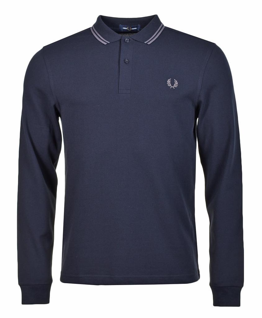 商品Fred Perry|Long Sleeve Twin Tipped Polo Shirt Navy Gunmetal,价格¥524,第1张图片