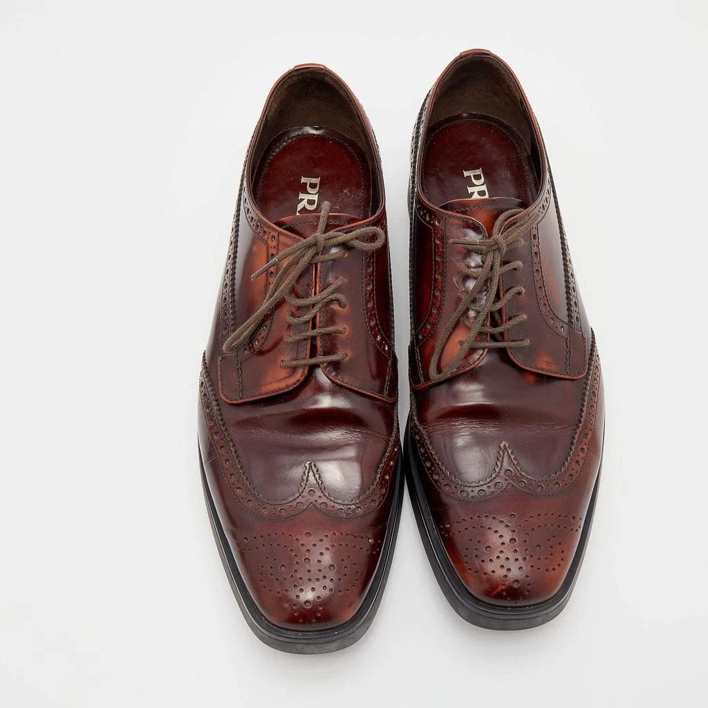 商品[二手商品] Prada|Prada Two Tone Brogue Leather Lace Up Derby Size 41 ,价格¥1040,第3张图片详细描述