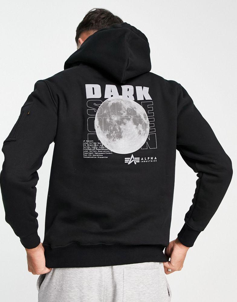 Alpha Industries reflective dark side back print hoodie in black商品第2张图片规格展示