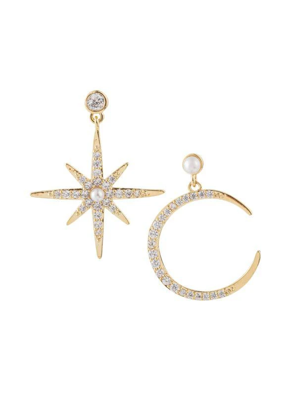 商品Eye Candy LA|Luxe Goldtone & Cubic Zirconia Mismatch Drop Earrings,价格¥168,第1张图片