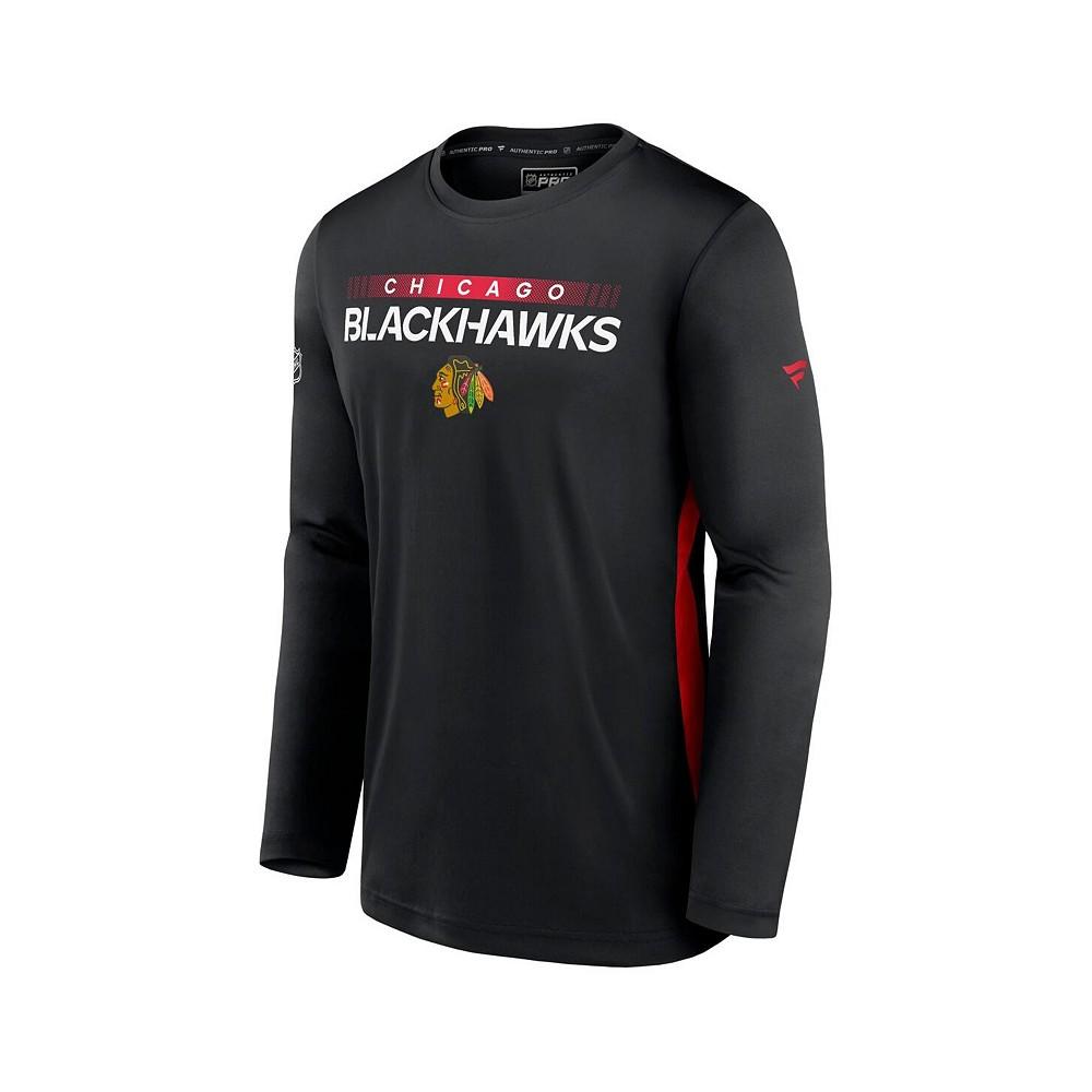 Men's Branded Black Chicago Blackhawks Authentic Pro Rink Performance Long Sleeve T-Shirt商品第3张图片规格展示