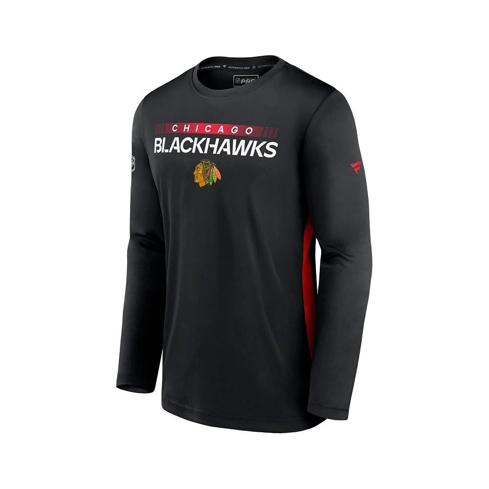 商品Fanatics|Men's Branded Black Chicago Blackhawks Authentic Pro Rink Performance Long Sleeve T-Shirt,价格¥411,第3张图片详细描述