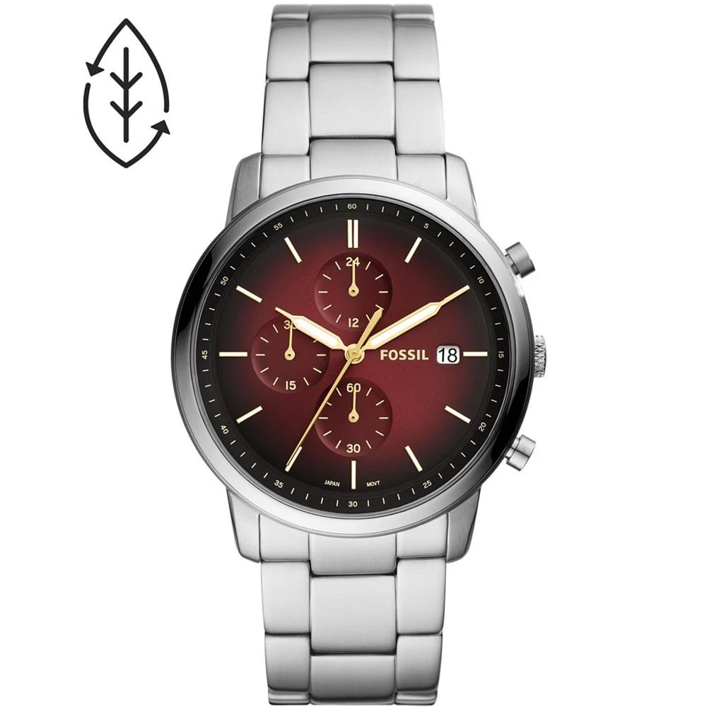 商品Fossil|Men's Neutra Silver-Tone Stainless Steel Bracelet Watch 44mm,价格¥757,第1张图片