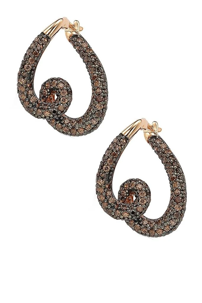 商品Suzy Levian|14K Rose Gold Plated Sterling Silver Chocolate CZ Twisted Hoop Earrings,价格¥1040,第1张图片