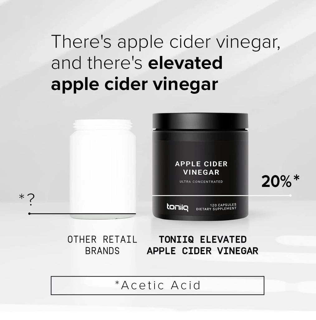 商品Toniiq|12x Potent Ultra High Strength Non-GMO Apple Cider Vinegar Capsules with Mother - 2,010mg Formula Pills with Cayenne Pepper - 20% Acetic Acid - 120 Capsules,价格¥134,第4张图片详细描述