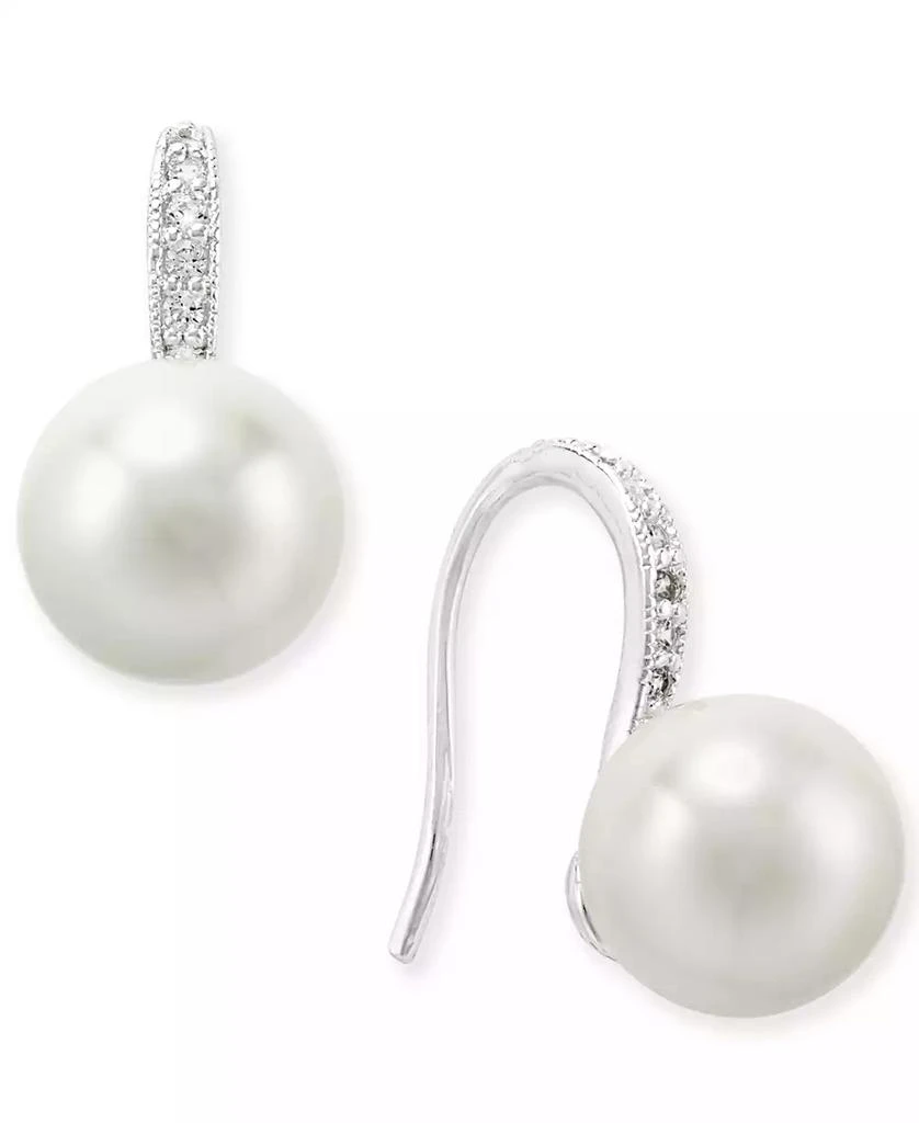 商品Charter Club|Silver-Tone Imitation Pearl and Pavé Drop Earrings, Created for Macy's,价格¥93,第1张图片