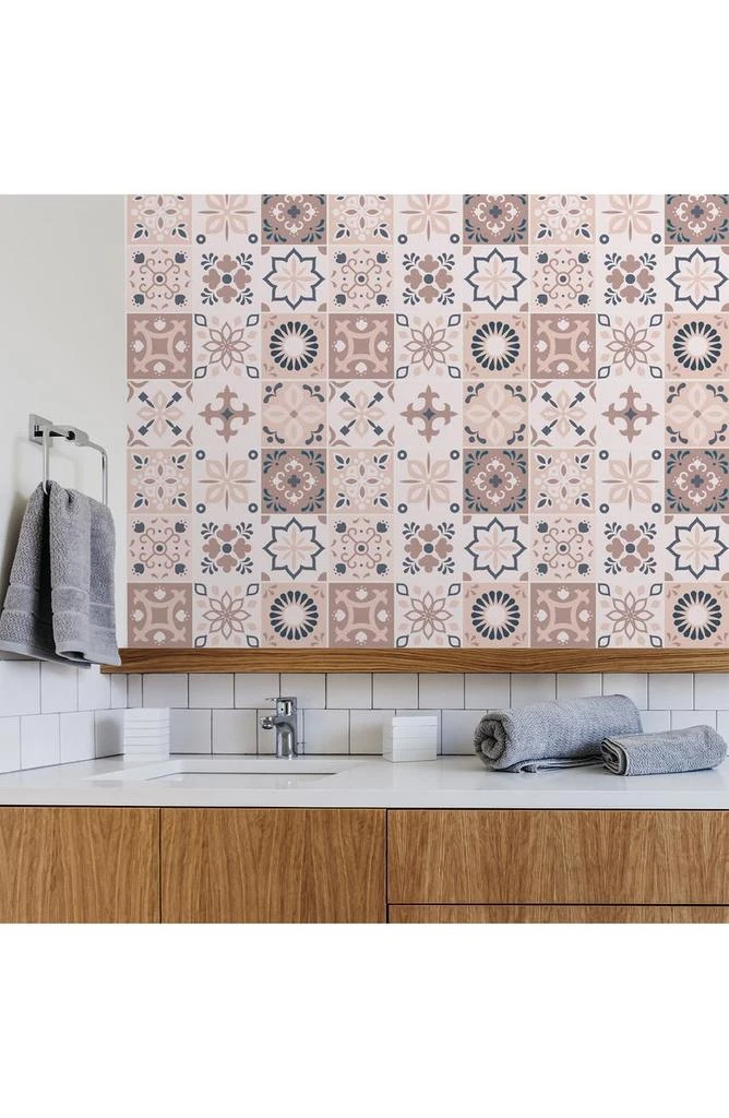 商品WALPLUS|Menara Pink & Grey 72-Piece Tile Sticker Set,价格¥239,第5张图片详细描述