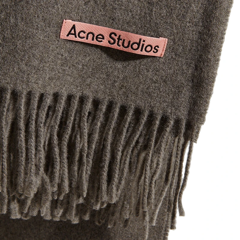 ACNE STUDIOS 男女通用浅橄榄色羊毛徽标贴流苏边围巾-CA0209-CYQ 商品