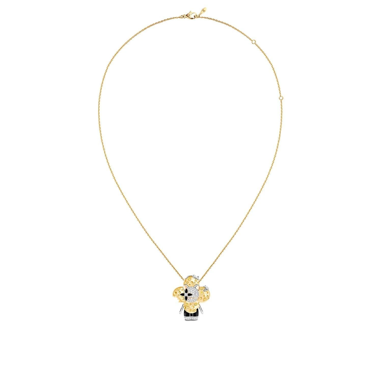 商品Louis Vuitton|【预售】 LV路易威登 24秋冬 女士 吊坠 VIVIENNE RAT 18K 金漆光钻石彩色宝石项链 Q93972,价格¥449756,第1张图片