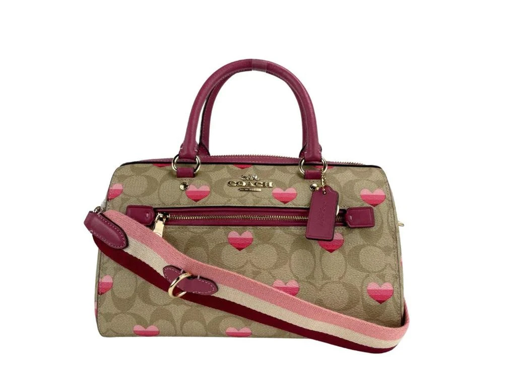 商品Coach|COACH (CA248) Heart Print Signature Leather Rowan Medium Satchel Handbag Purse,价格¥3111,第2张图片详细描述