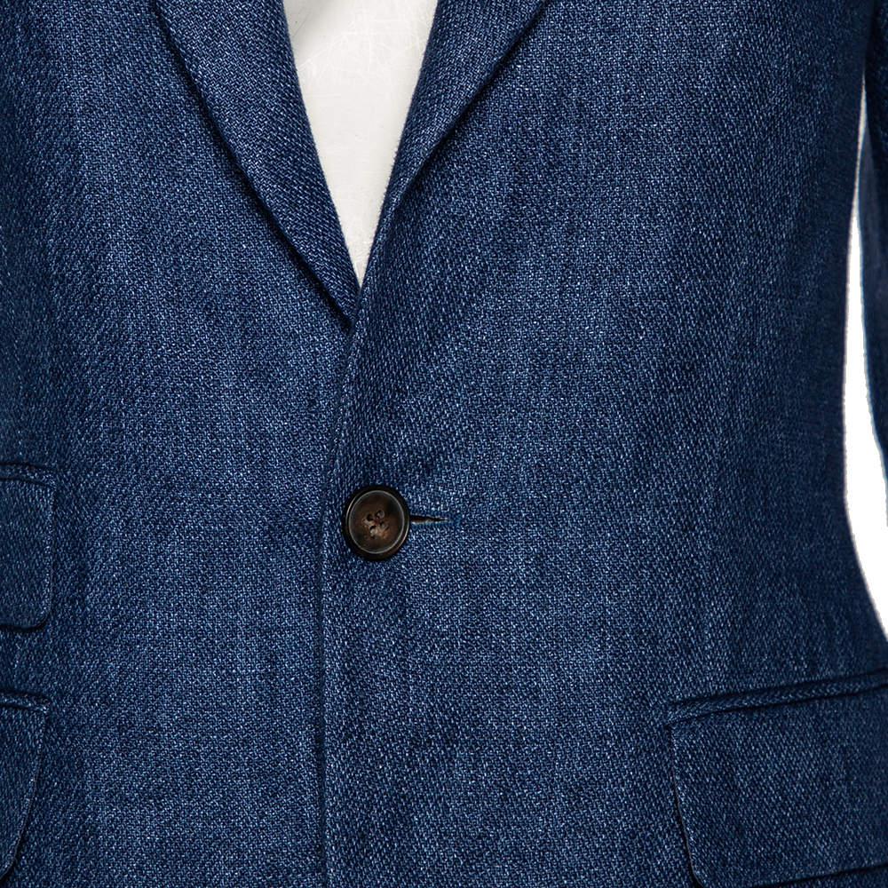 Polo Ralph Lauren Indigo Blue Linen Button Front Blazer S商品第4张图片规格展示