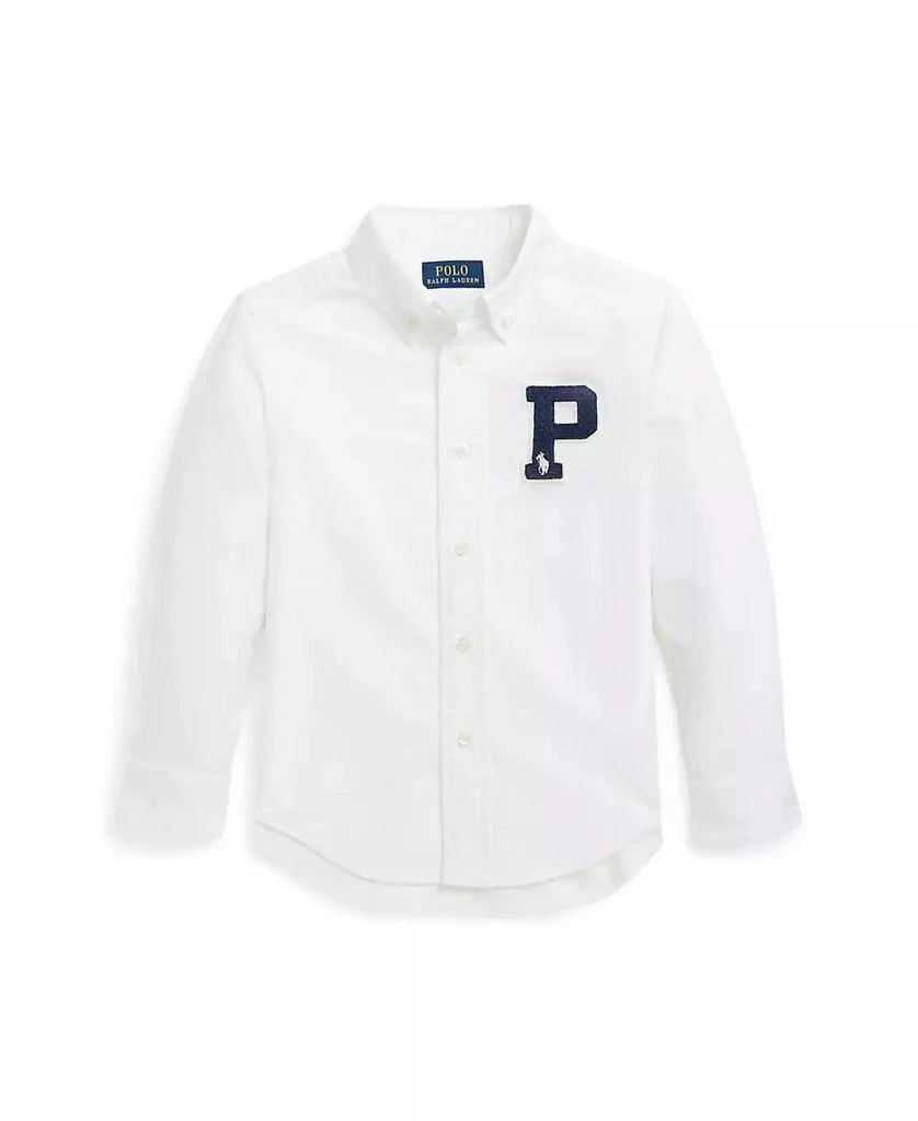 商品Ralph Lauren|Toddler and Little BoysCotton Oxford Letterman Shirt,价格¥365,第1张图片