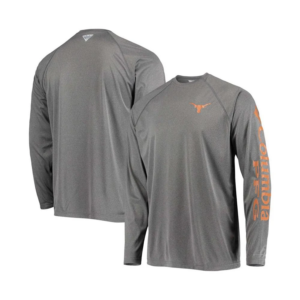 商品Columbia|Men's Charcoal Texas Longhorns PFG Terminal Tackle Omni-Shade Long Sleeve T-shirt,价格¥332,第1张图片