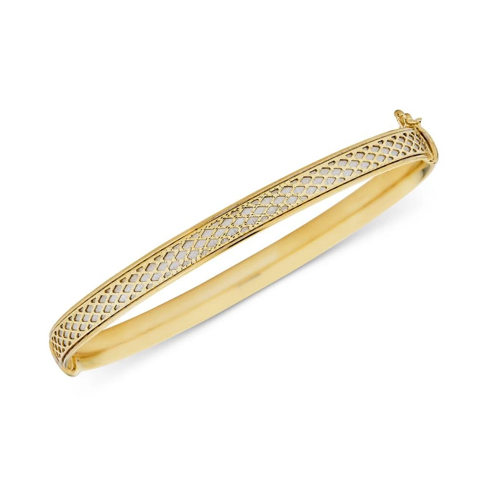 商品Macy's|Textured Two-Tone Bangle Bracelet in 10k Gold & White Gold,价格¥3748,第2张图片详细描述