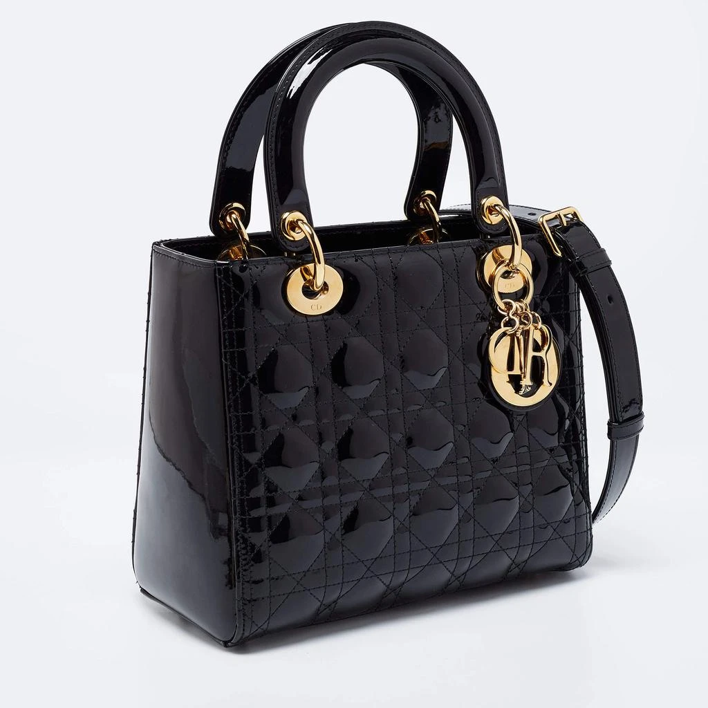 商品[二手商品] Dior|Dior Black Cannage Patent Leather Medium Lady Dior Tote,价格¥18853,第3张图片详细描述