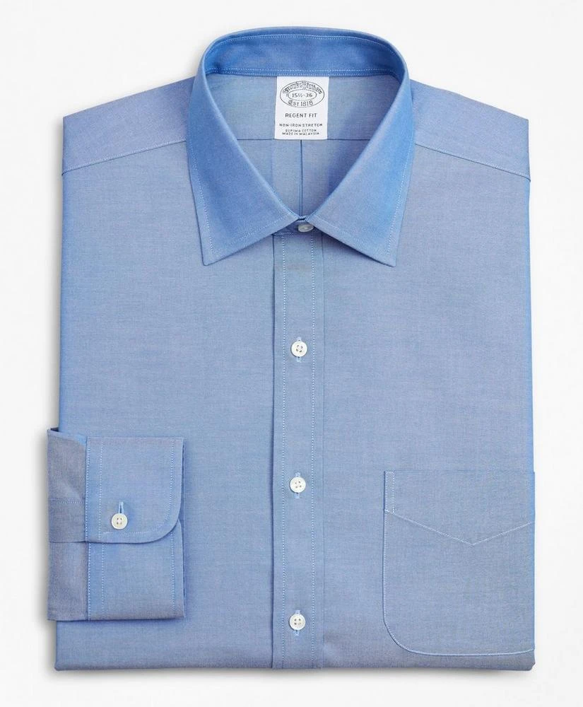 商品Brooks Brothers|Stretch Regent Regular-Fit  Dress Shirt, Non-Iron Pinpoint Ainsley Collar,价格¥910,第4张图片详细描述