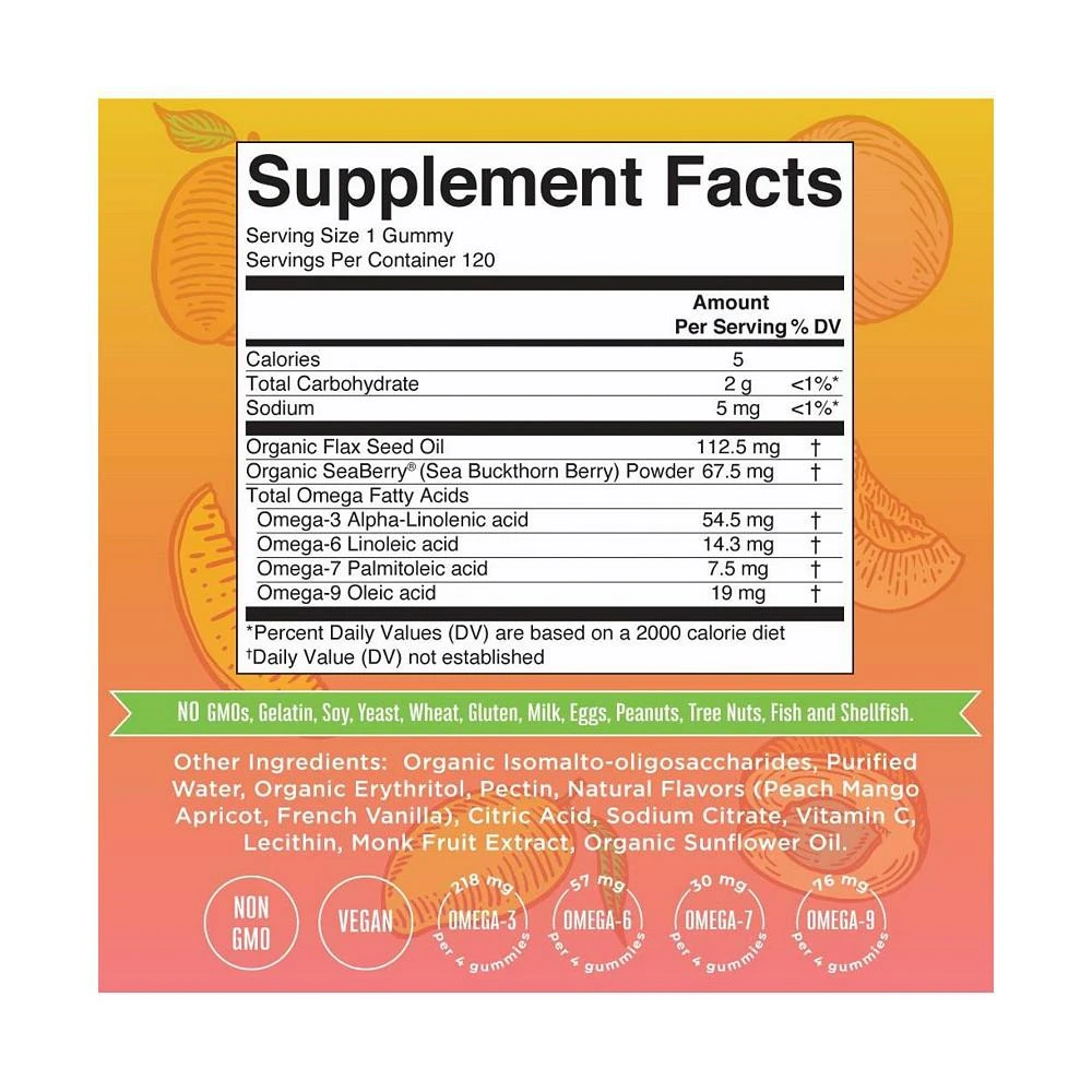 商品MaryRuth Organics|Omega 3-6-7-9 Gummies, Up to 4 Month Supply, Sugar Free,价格¥276,第3张图片详细描述