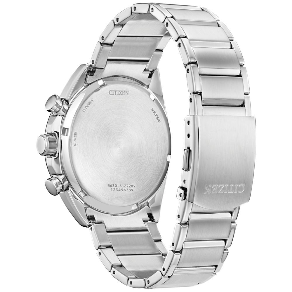 Men's Chronograph Eco Drive Sport Stainless Steel Bracelet Watch 45mm, Created for Macy's商品第3张图片规格展示