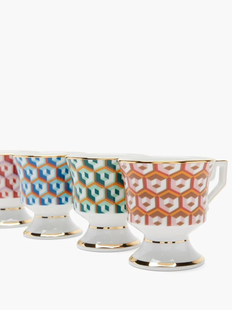 商品LA DOUBLE J|Set of four Cubi-print porcelain espresso cups,价格¥1103,第3张图片详细描述