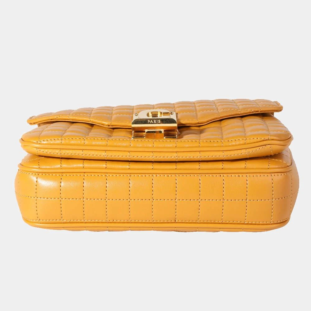 商品[二手商品] Celine|Celine Yellow Leather Quilted Calfskin Small C Flap Shoulder Bag,价格¥11559,第4张图片详细描述