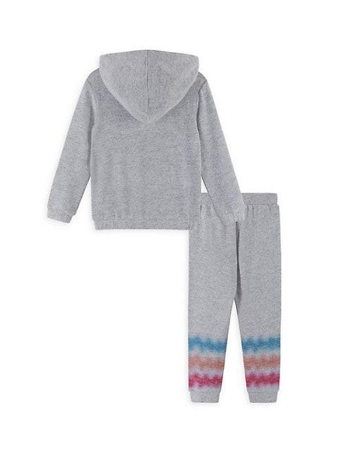 Little Girl's 2-Piece Hacci Hooded Jogger Set商品第2张图片规格展示