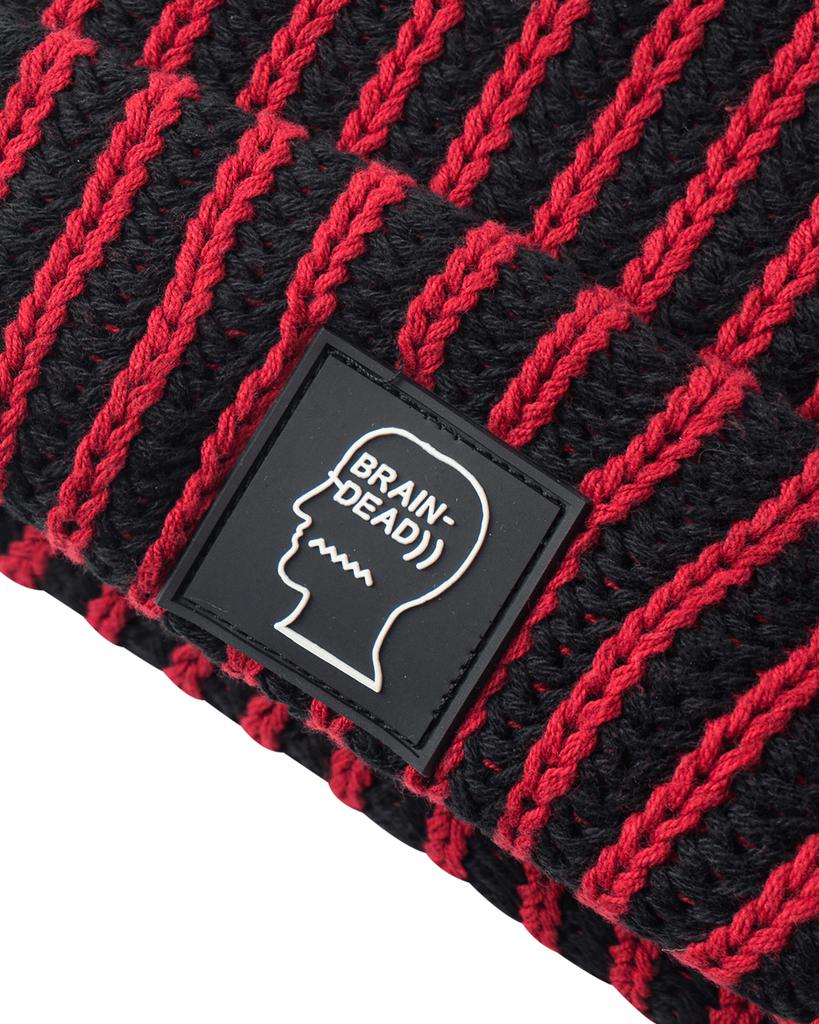 Slam Jam Logo Head PVC Patch Striped Beanie Black商品第4张图片规格展示