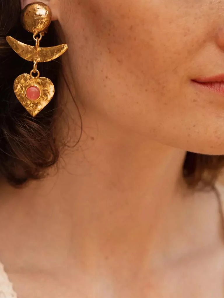 商品Sylvia Toledano|Sol Y Luna Boucles D'oreille 22K Gold-Plated & Pink Jade Drop Earrings,价格¥525,第2张图片详细描述