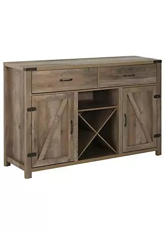 商品HOMCOM|Wooden Farmhouse Sideboard Storage Buffet Cabinet With 2 Large Drawers X Shaped Wine Rack And Cabinets Grey,价格¥2602,第1张图片