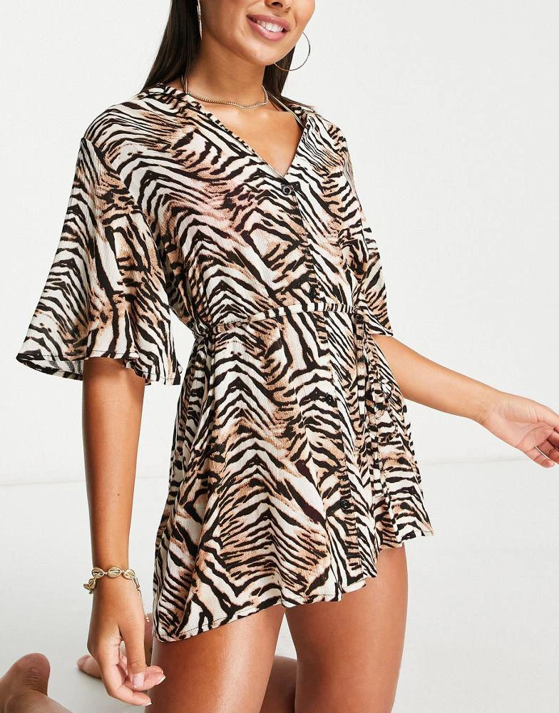 商品ASOS|ASOS DESIGN button through beach over shirt in animal print,价格¥342,第1张图片