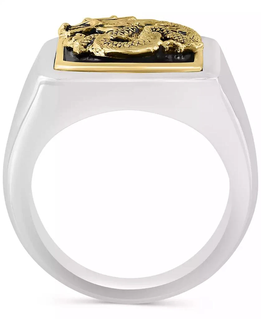 商品Effy|EFFY® Men's Onyx Dragon Signet Ring in Sterling Silver & 14k Gold-Plate,价格¥1344,第3张图片详细描述