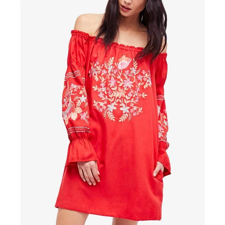 商品Free People|Fleur De Jour Cotton Embroidered Off-The-Shoulder Mini Dress,价格¥439,第5张图片详细描述