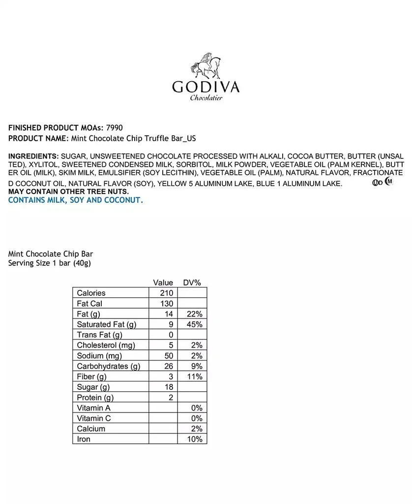 商品Godiva|Set of 24, Mint Dark Chocolate Bars,价格¥742,第4张图片详细描述