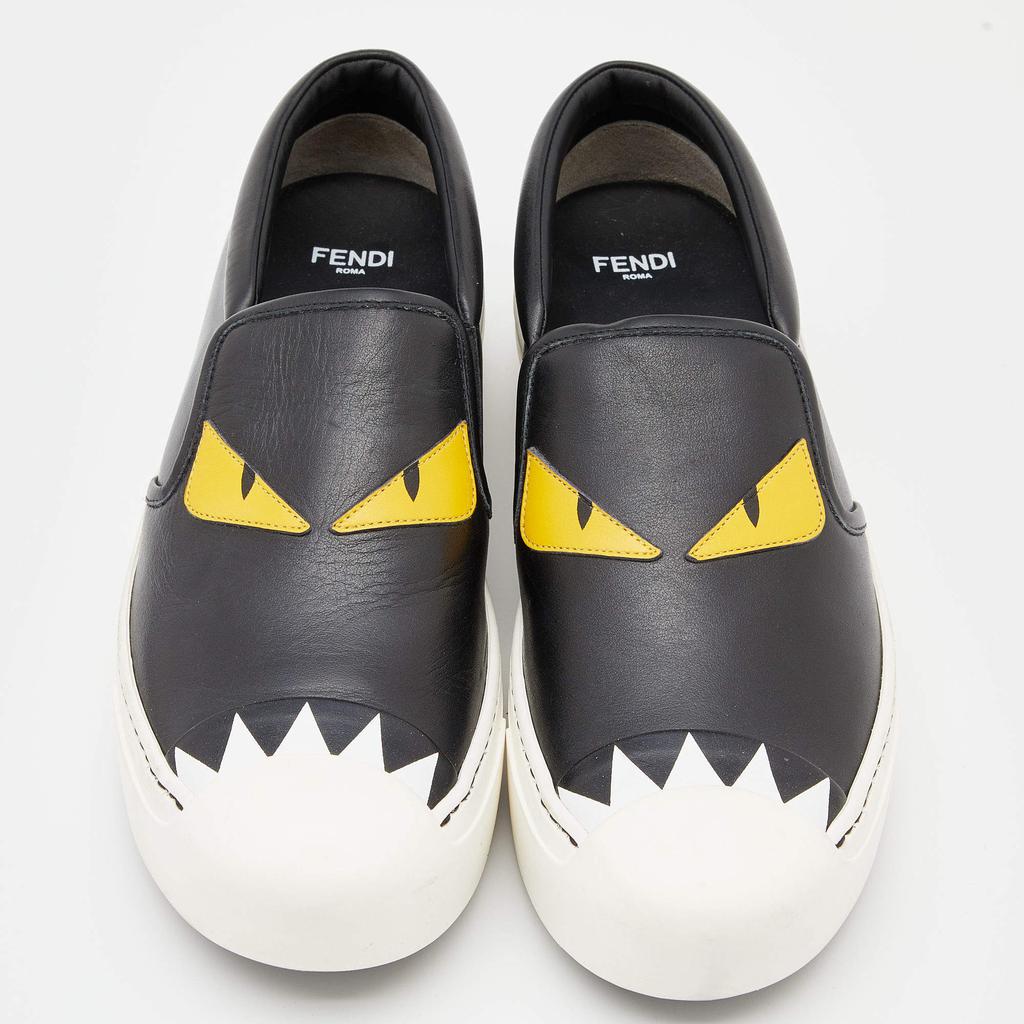 Fendi Black Leather Monster Slip On Sneakers Size 37商品第3张图片规格展示