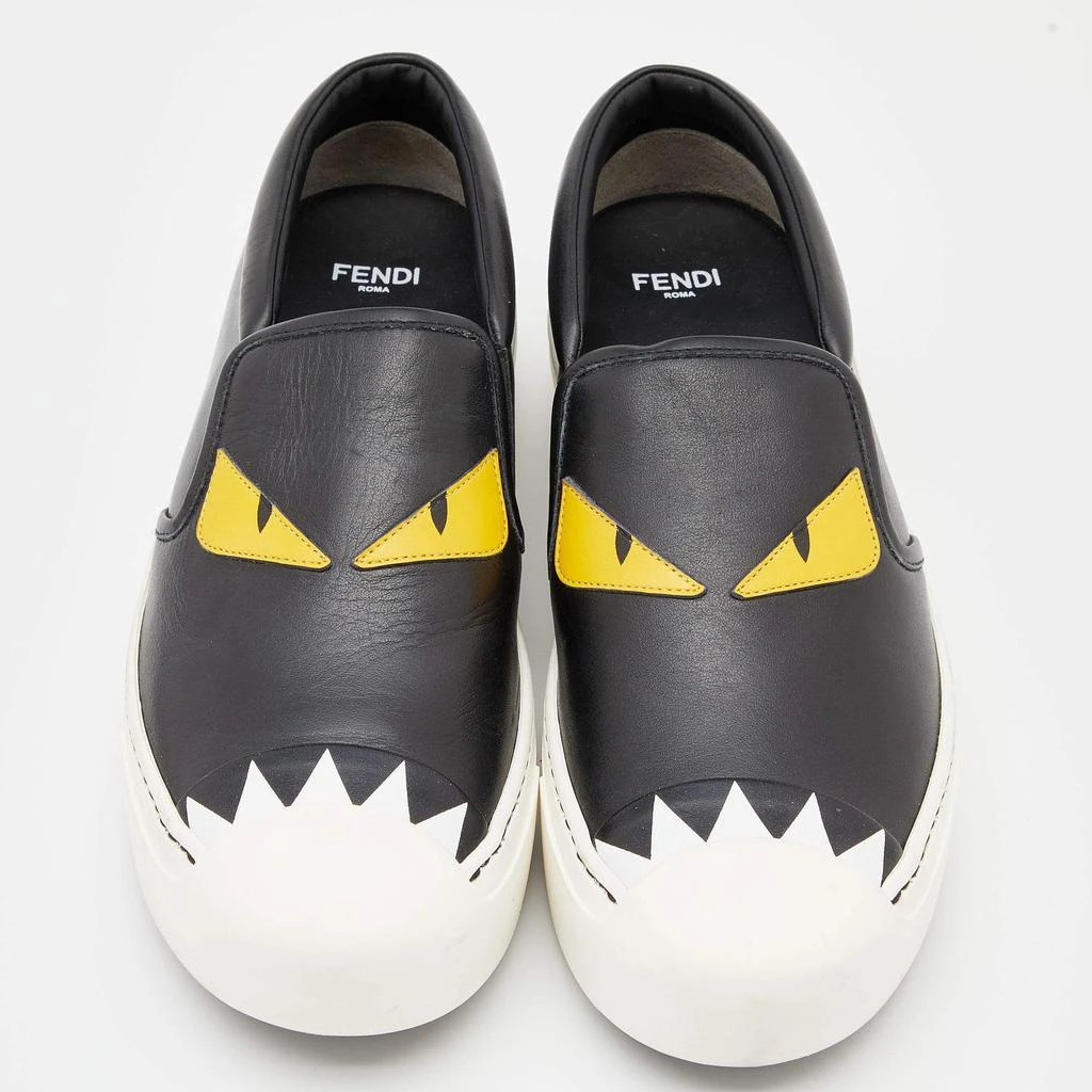 商品[二手商品] Fendi|Fendi Black Leather Monster Slip On Sneakers Size 37,价格¥2416,第3张图片详细描述