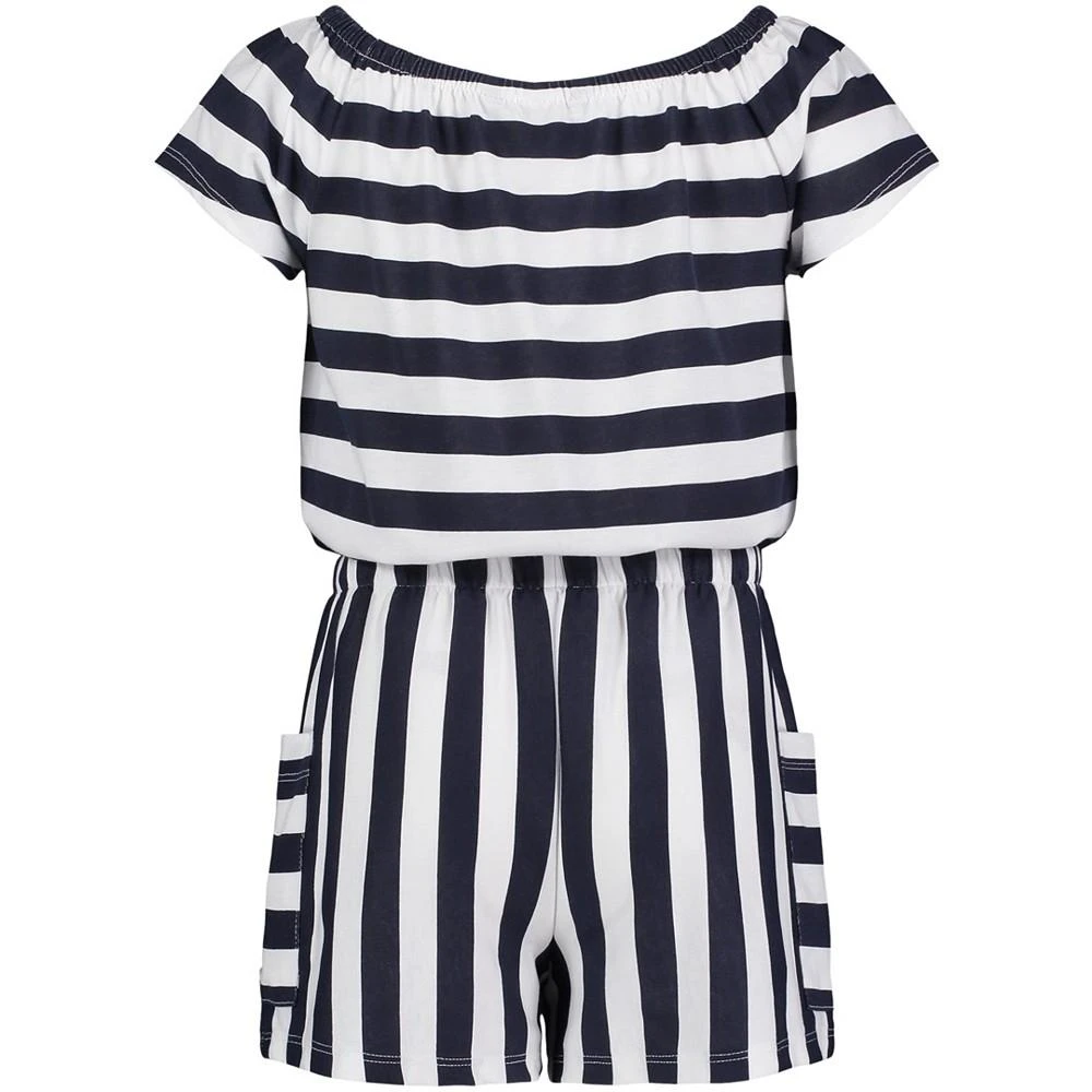 商品Tommy Hilfiger|Big Girls Striped Off-Shoulder Shorts Romper,价格¥191,第2张图片详细描述