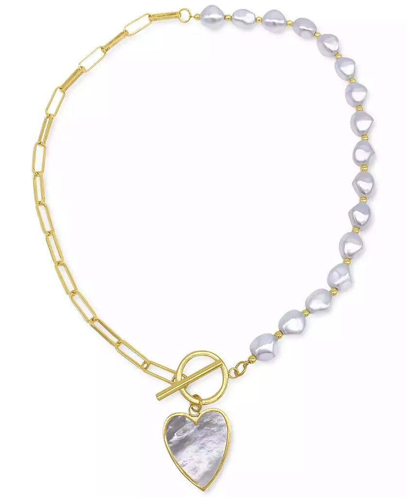 商品ADORNIA|Imitation Pearl and Chain Heart Toggle Necklace,价格¥260,第5张图片详细描述