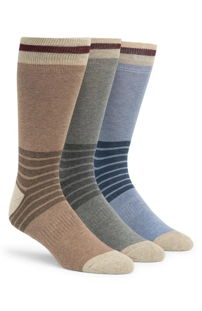 商品Lorenzo Uomo|Casual Stripe Crew Socks - Pack of 3,价格¥113,第1张图片