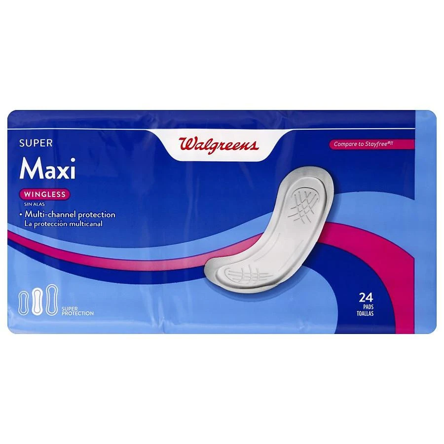 商品Walgreens|Super Maxi Wingless Pads Super,价格¥23,第2张图片详细描述