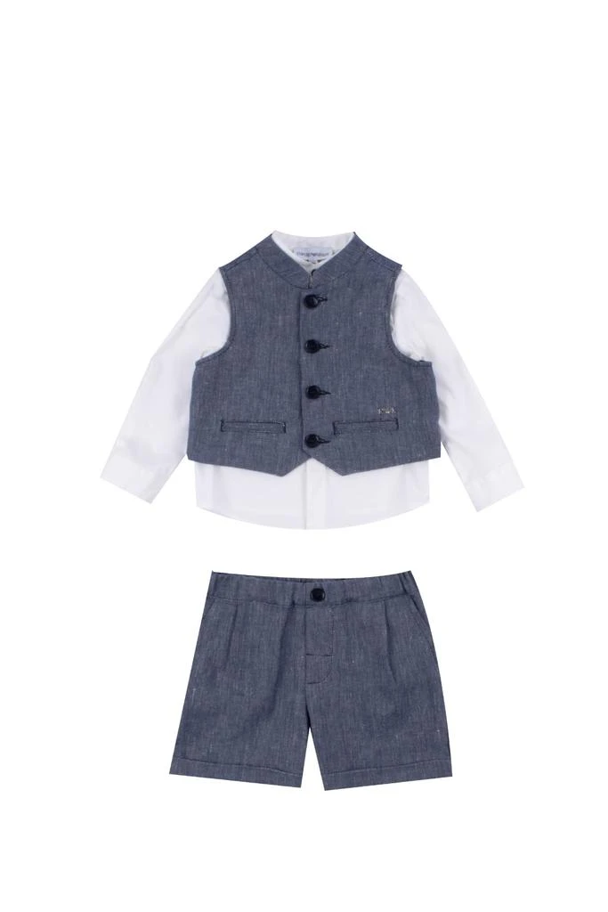 商品Emporio Armani|Linen Blend Vest, Shirt And Bermuda,价格¥3151,第1张图片