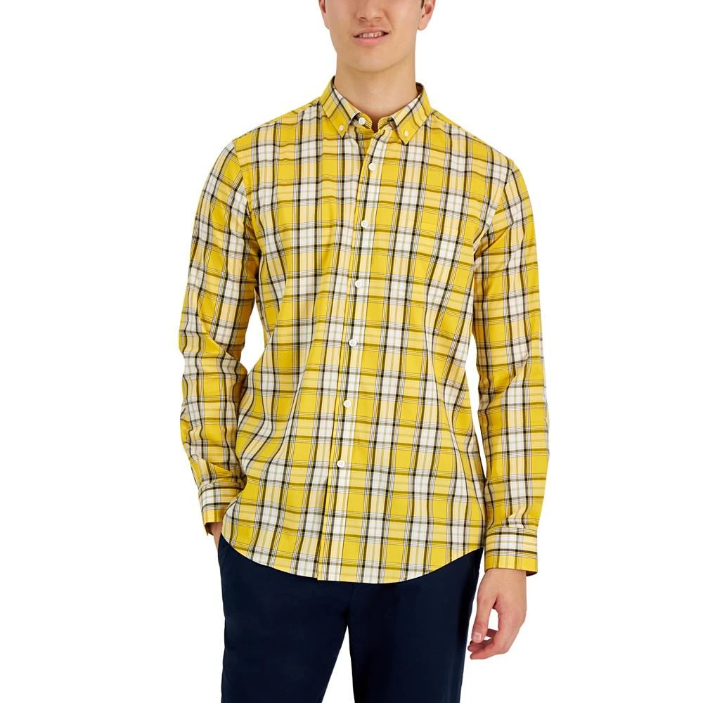 商品Club Room|Men's Sam Plaid Poplin Long-Sleeve Button-Down Pocket Shirt, Created for Macy's,价格¥105,第1张图片