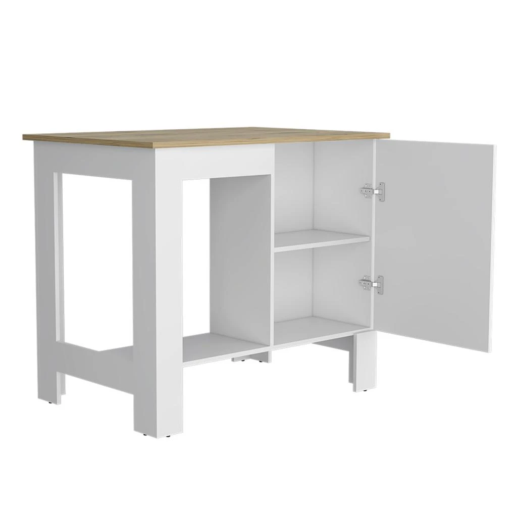 商品Homezia|White and Natural 35" Kitchen Island With Storage,价格¥2798,第3张图片详细描述