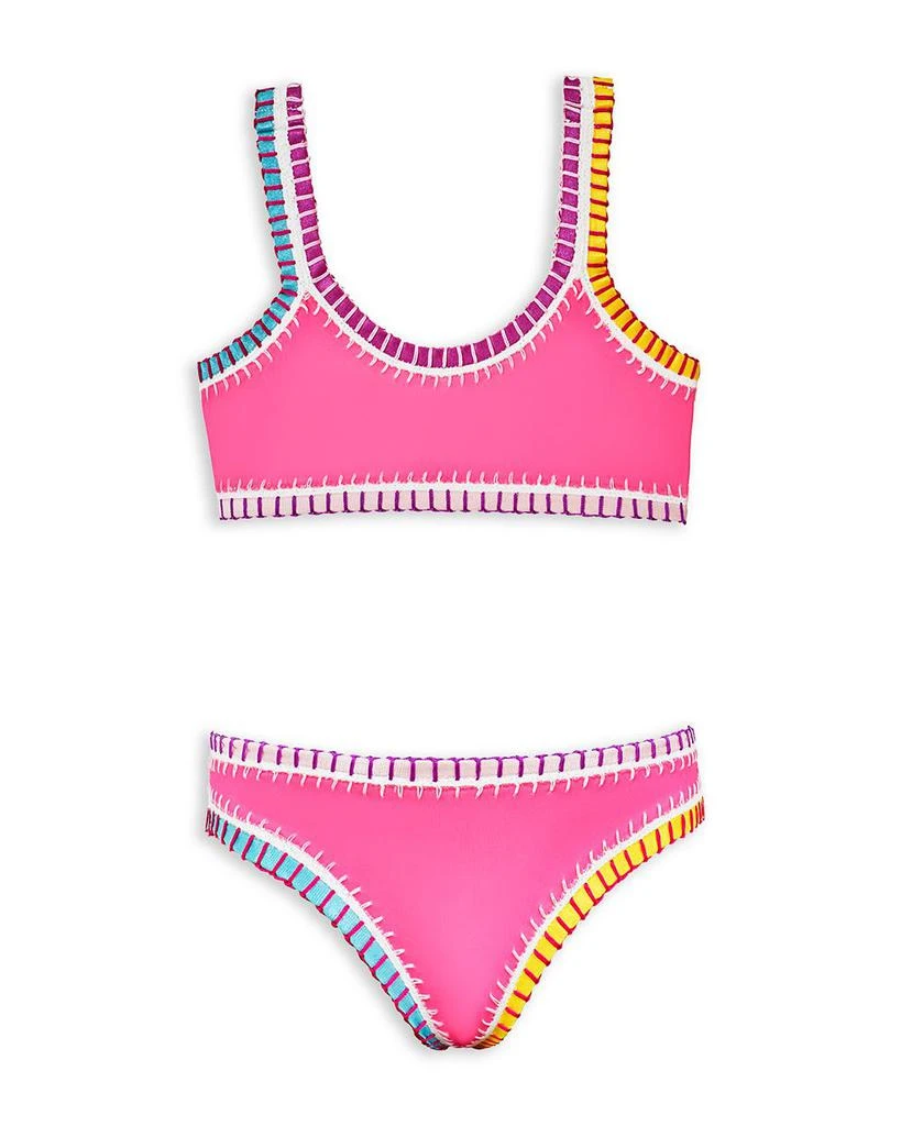 商品PQ Swim|Girls' Sporty Rainbow Embroidered Two Piece Swimsuit - Little Kid, Big Kid,价格¥590,第1张图片详细描述