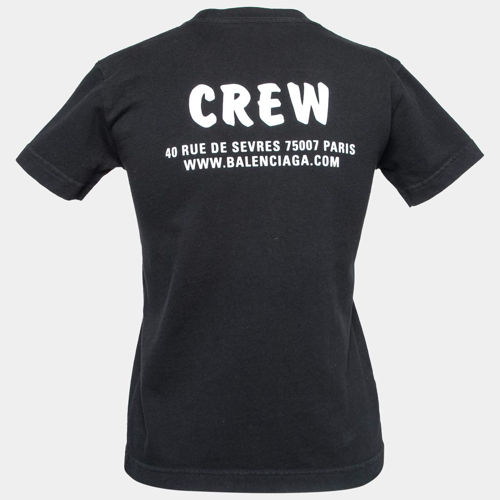 Balenciaga Black Logo Print Cotton Crewneck T-Shirt XS商品第2张图片规格展示
