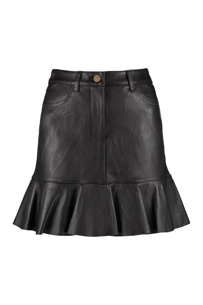 MICHAEL Michael Kors Leather Mini Skirt商品第1张图片规格展示